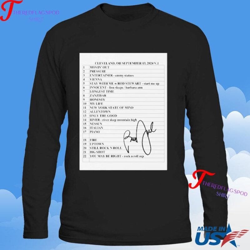 Official Billy Joel 9-13-24 Cleveland Setlist Concert Artist Sweatshirt