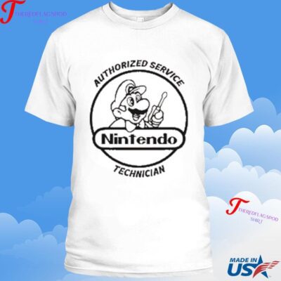 Official Authorized Service Nintendo Technician Super Mario T-shirt