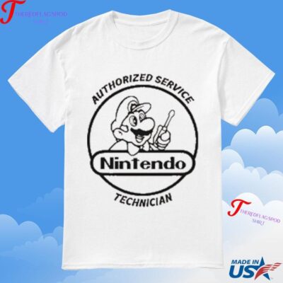 Official Authorized Service Nintendo Technician Super Mario T-Shirt