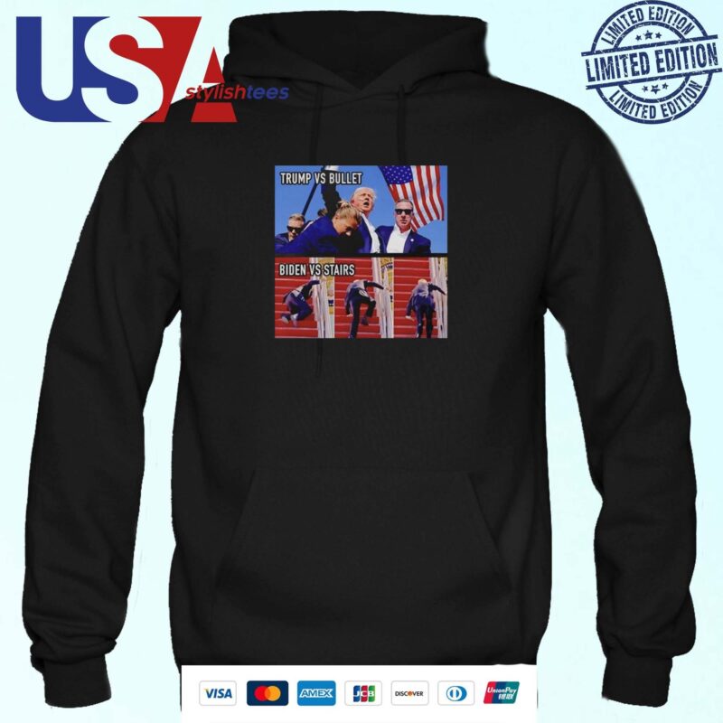 Trump Vs Bullet And Biden Vs Stairs Photo Hoodie