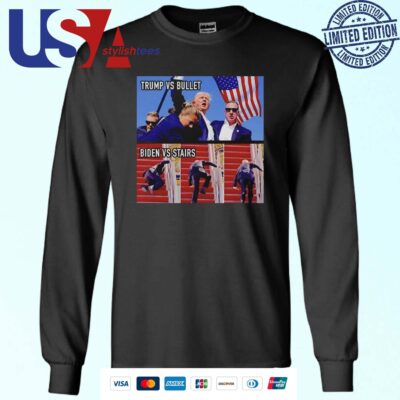 Trump Vs Bullet And Biden Vs Stairs Photo Sweater