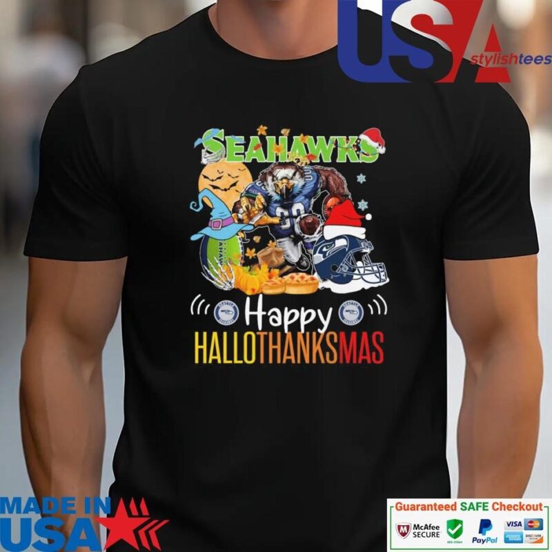 Official Seattle Seahawks Happy Hallothanksmas 2024 unisex