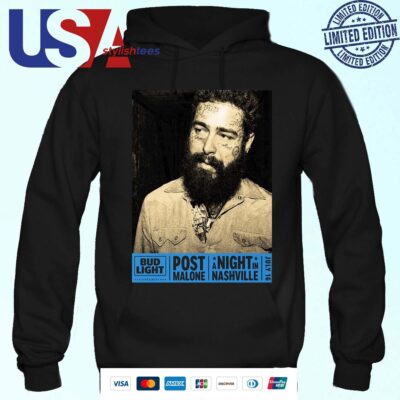 Post Malone And Bud Light Poster For A Night In Nashville Show On July 16 2024 Hoodie