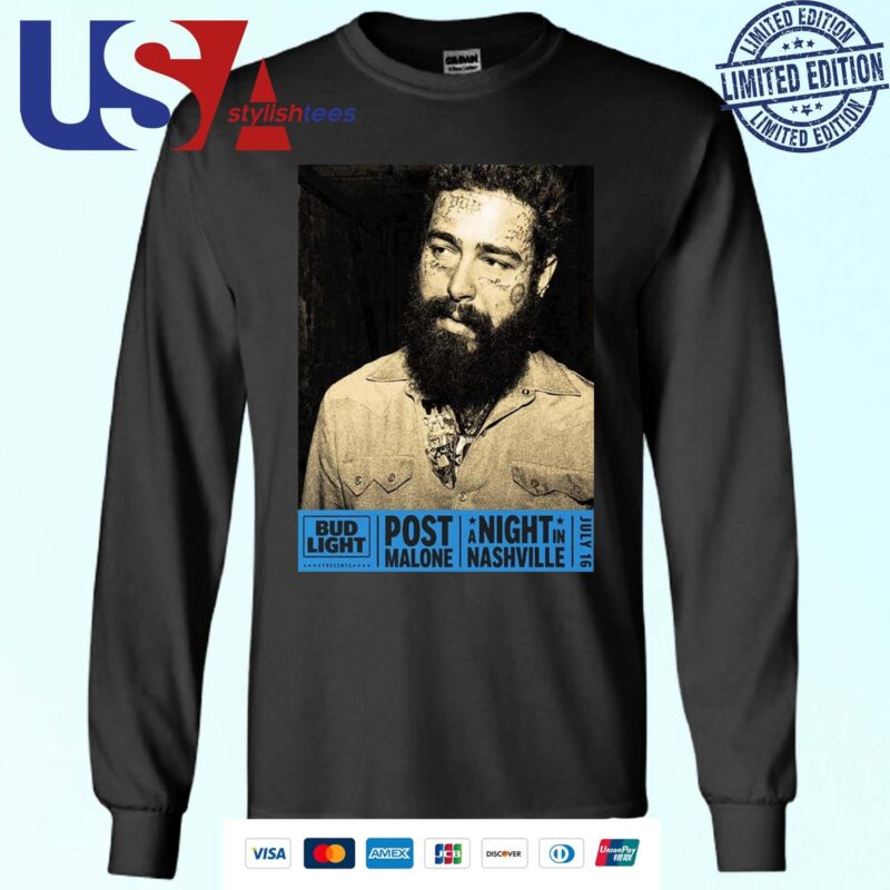 Post Malone And Bud Light Poster For A Night In Nashville Show On July 16 2024 Sweater