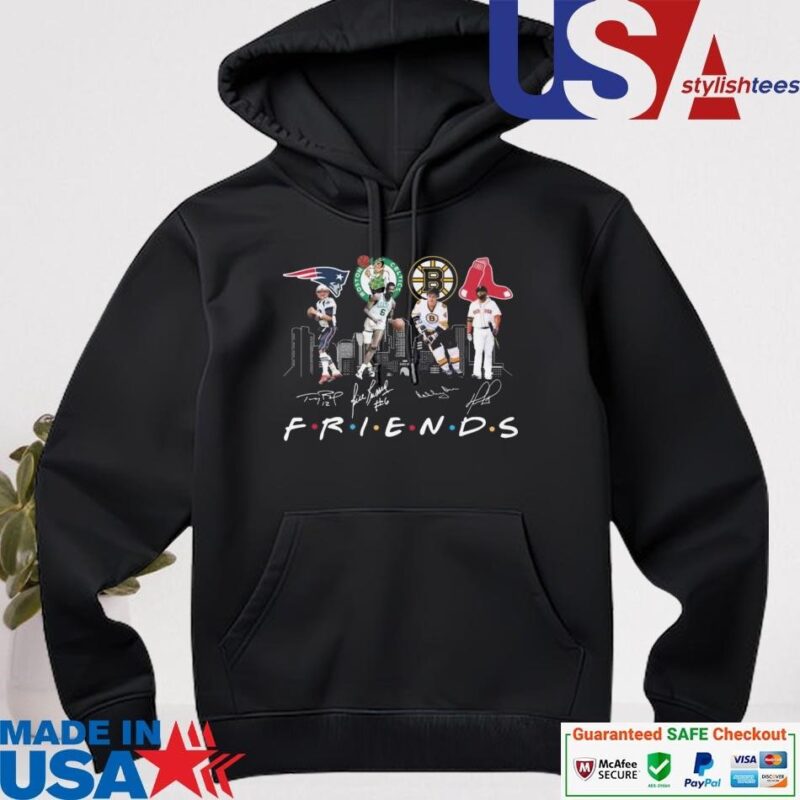 Official Boston Bruins Boston Celtics Red Sox New England Patriots Friends 2024 Signatures hoodie