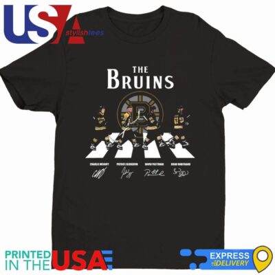 The Boston Bruins Walking Abbey Road Team Player Signatures 2024 Shirt