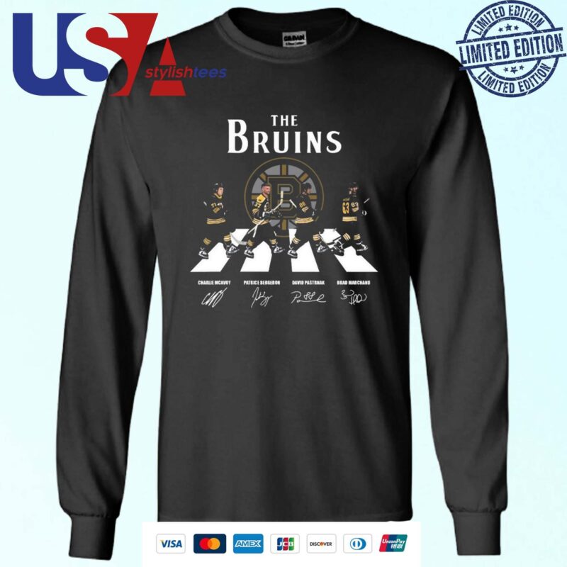 The Boston Bruins Walking Abbey Road Team Player Signatures 2024 Sweater