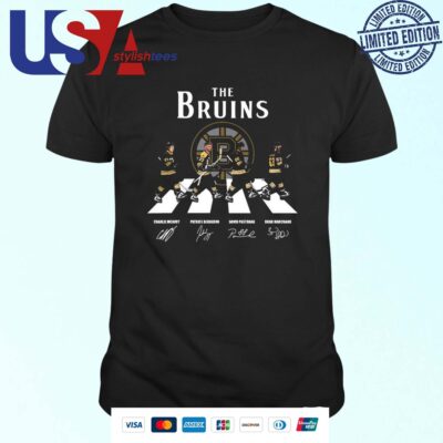 The Boston Bruins Walking Abbey Road Team Player Signatures 2024 T-shirt