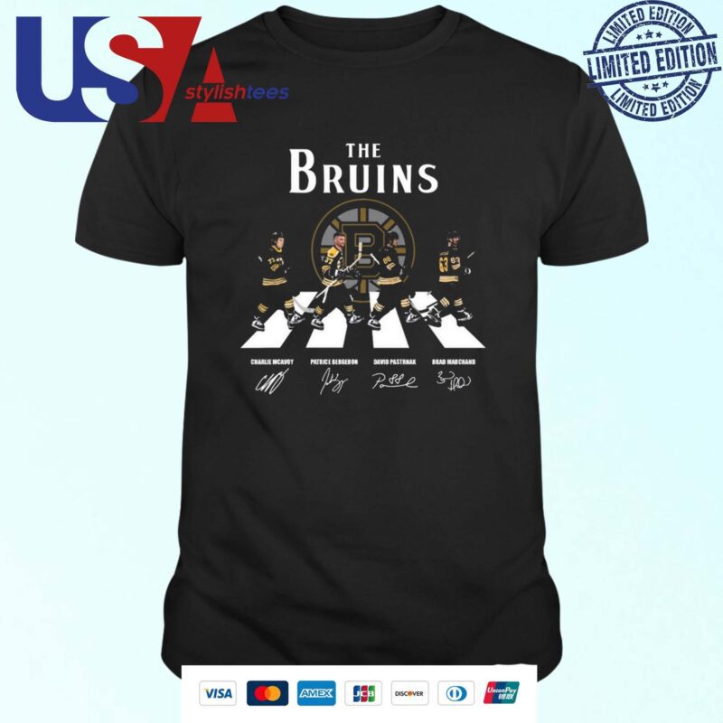 The Boston Bruins Walking Abbey Road Team Player Signatures 2024 T-shirt