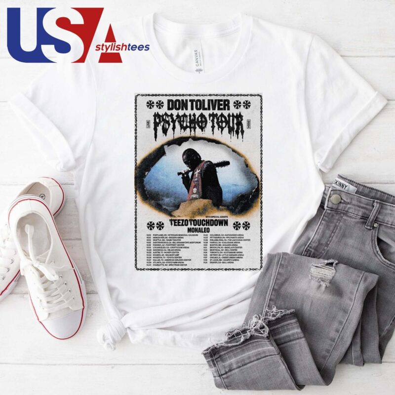 Official Don Toliver The Hardstone Psycho Tour 2024 With Special Guests Teezo Touchdown And Monaleo Tour T-shirt