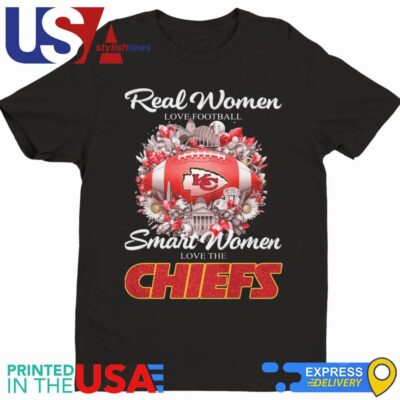 Real Women Love Football Smart Women Love The Kansas City Chiefs Flower 2024 Shirt