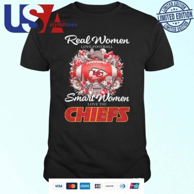 Real Women Love Football Smart Women Love The Kansas City Chiefs Flower 2024 T-shirt