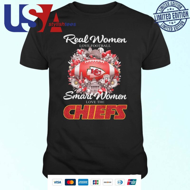 Real Women Love Football Smart Women Love The Kansas City Chiefs Flower 2024 T-shirt