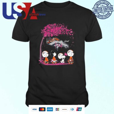 Peanuts Characters Denver Broncos In October We Wear Pink 2024 T-shirt