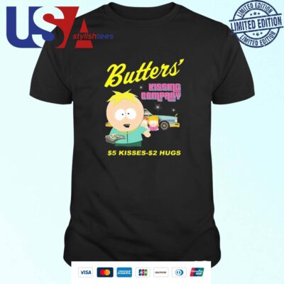 South Park Butters Kissing Company $5 Kisses $2 Hugs T-shirt