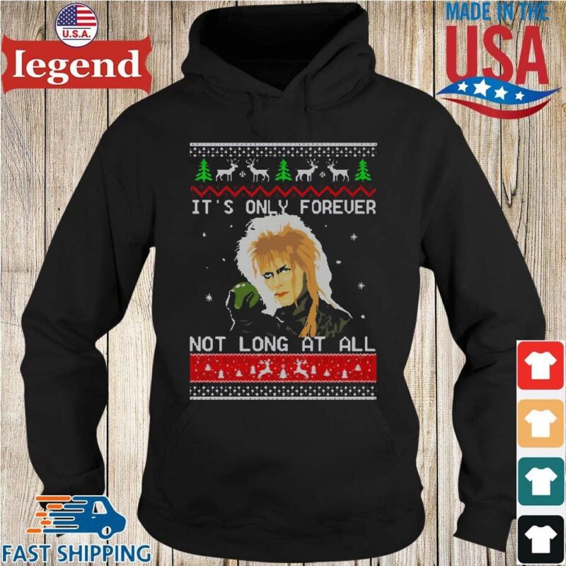 David Bowie it's only forever not long at all Christmas Hoodie den-min