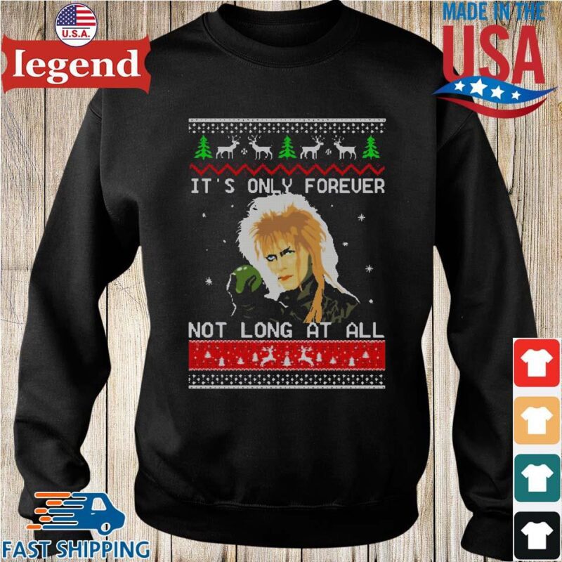 David Bowie it's only forever not long at all Christmas Sweater den-min