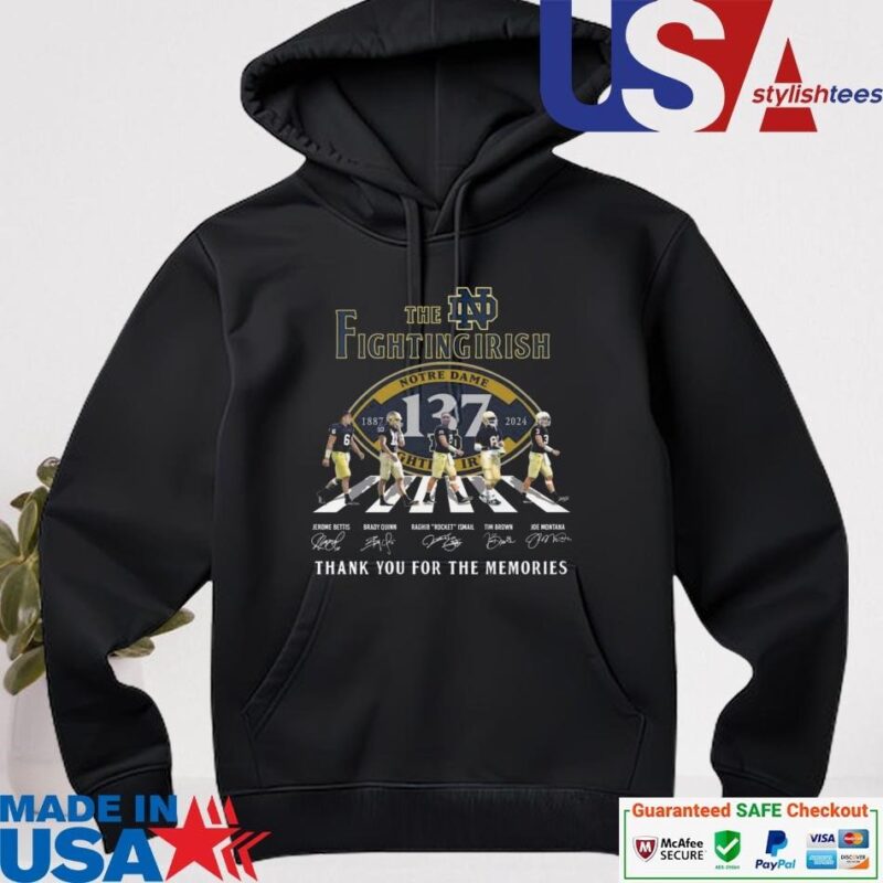 Official Notre Dame Fighting Irish 137 Years Of The Memories 1887-2024 Signatures hoodie