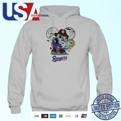Texas Rangers Stitch Freddy Krueger Halloween Hoodie