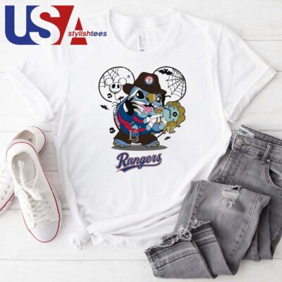 Texas Rangers Stitch Freddy Krueger Halloween T-shirt