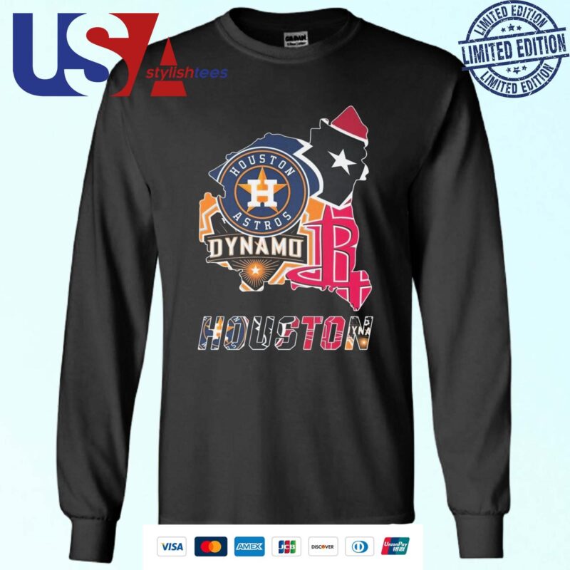 Official Houston Astros Houston Texans Houston Dynamo FC Houston Rockets Logo Maps Sweater