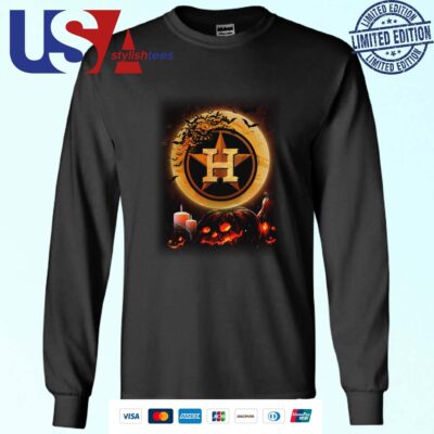 Houston Astros Football Pumpkin Moon Halloween 2024 Sweater