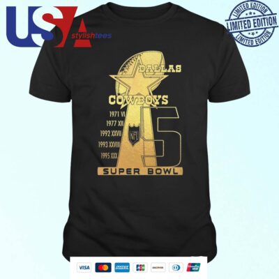 Dallas Cowboys Super Bowl Champions For 5 Times T-shirt