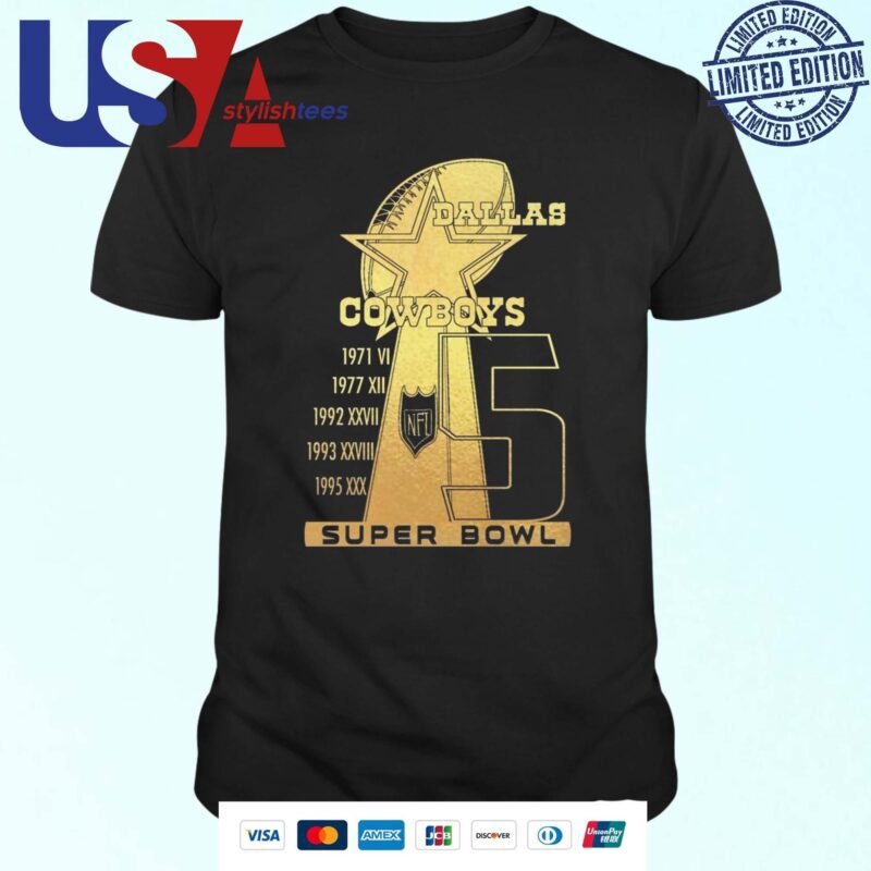 Dallas Cowboys Super Bowl Champions For 5 Times T-shirt