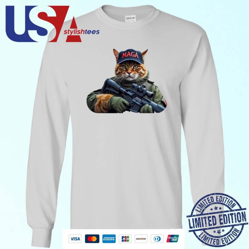 Trump 2024 Cat Gun-Toting Feline Patriotic MAGA Sweater