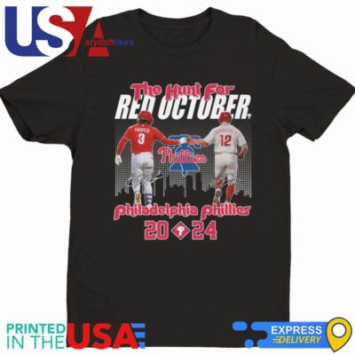 Philadelphia Phillies The Hunt For Red October 2024 Baseball League Signatures Shirt