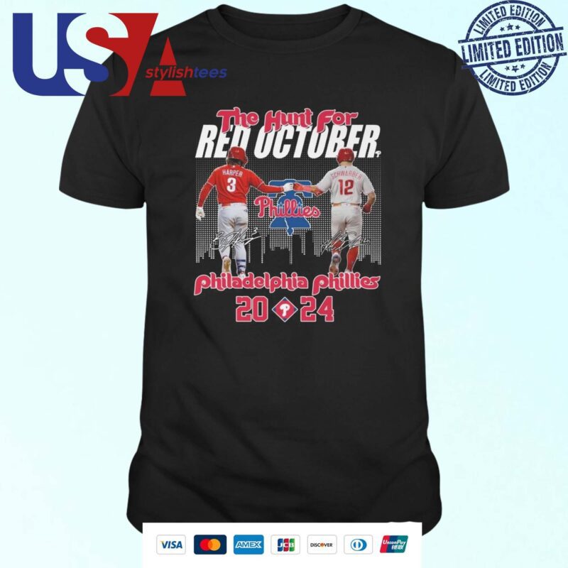 Philadelphia Phillies The Hunt For Red October 2024 Baseball League Signatures T-shirt