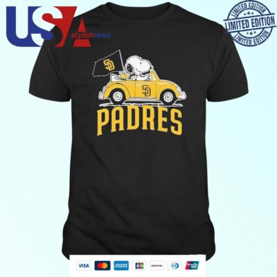 Snoopy And Woodstock X San Diego Padres October Driving Car 2024 T-shirt