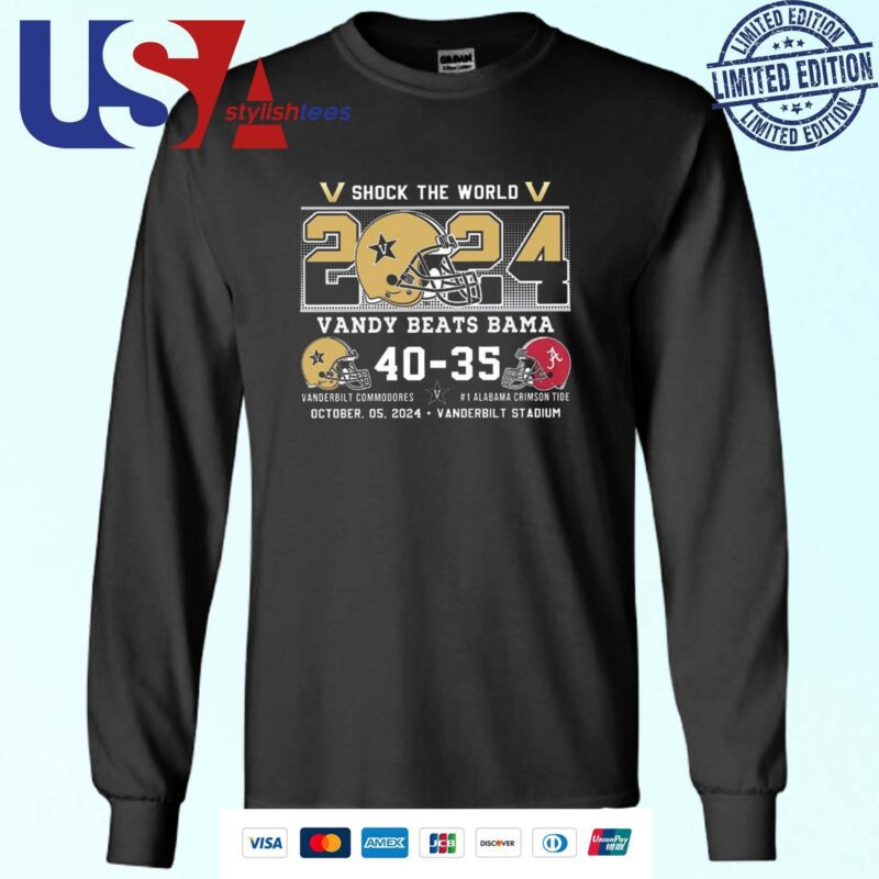 Shock The World 2024 Vandy Beats Bama Vanderbilt 40-35 Alabama Sweater