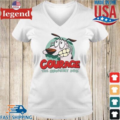 Courage The Cowardly Dog Shirt Ladies V-Neck-min