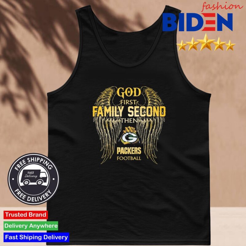 NFL Green Bay Packers Angels Wings God First Family Second Then Chiefs Football Tank Top