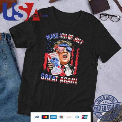 Trump Pabst Blue Ribbon Make 4th Of July Great Again American Flag Shirt