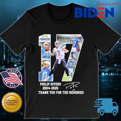 Philip Rivers 17 Los Angeles Chargers 2004-2020 thank you for the memories signature shirt