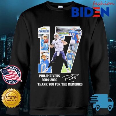 Philip Rivers 17 Los Angeles Chargers 2004-2020 thank you for the memories signature Bidenfashion sweater den