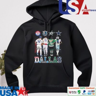 Official Texas Rangers Dallas Mavericks Dallas Stars Dallas Cowboys Proud State Signatures hoodie