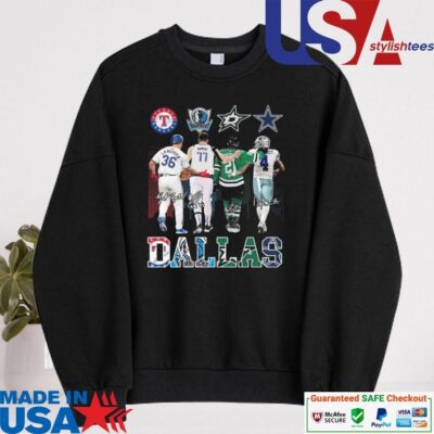 Official Texas Rangers Dallas Mavericks Dallas Stars Dallas Cowboys Proud State Signatures sweater