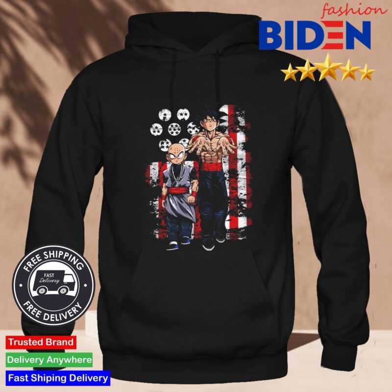 Rare Vintage Dragon Ball Goku Krillin Gangster American Flag Shirt Hoodie Den.jpg