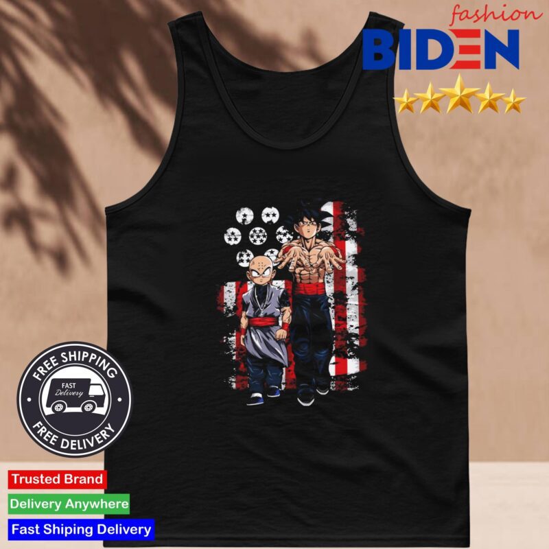 Rare Vintage Dragon Ball Goku Krillin Gangster American Flag Shirt Tank Top Den.jpg