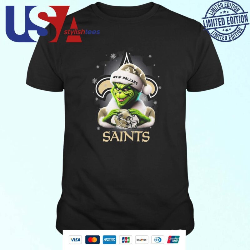 The Santa Grinch Love New Orleans Saints NFL Merry Christmas 2024 T-shirt