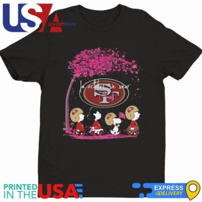 Peanuts Characters San Francisco 49ers In October We Wear Pink 2024 Shirt
