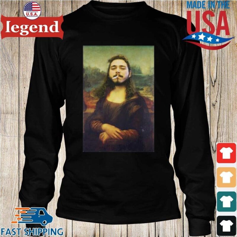 Post Malone Mona Lisa Smoking Shirt Longs den-min