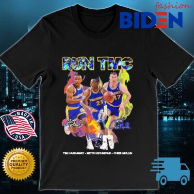 Run Tmc 1990_s Golden State Warriors Big 3 Tim Hardaway And Chris Mullin Mitch Richmond Signatures Shirt