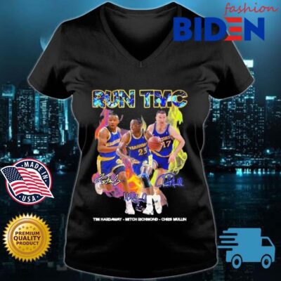 Run Tmc 1990_s Golden State Warriors Big 3 Tim Hardaway And Chris Mullin Mitch Richmond Signatures Shirt Bidenfashion ladies den