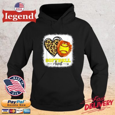 Softball Aunt Bleached Leopard Heart Glove Softball Auntie Shirt hoodie den