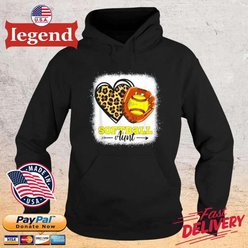 Softball Aunt Bleached Leopard Heart Glove Softball Auntie Shirt hoodie den