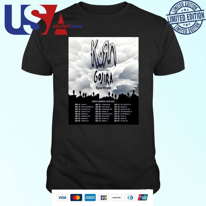 2024 Korn Announce North American Tour 2024 With Gojira And Spiritbox T-shirt